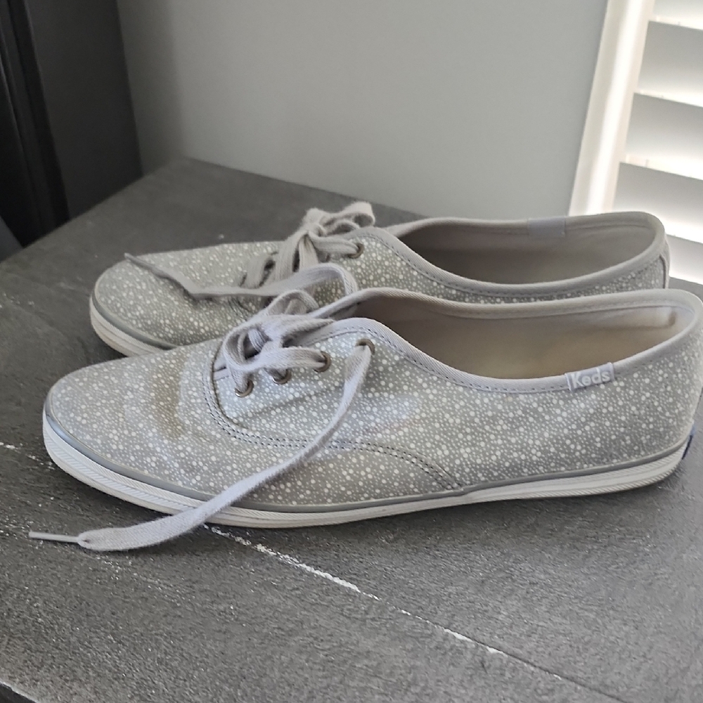 Keds Light Gray Speckled Canvas Lace-Up Sneakers